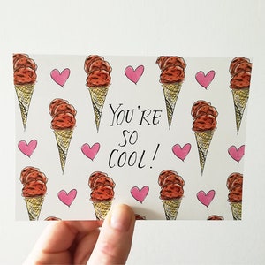 You’re So Cool Pun Card, Chocolate Ice Cream Cone Pun, Mignon carte d’anniversaire, Drôle de carte de remerciement, Ami, Amitié, Aucune raison, A6 Mangomini