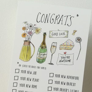 Gefeliciteerd Met, Goed Gedaan Kaart, Grappig Invul Kaartje, Meerkeuze, Personalizeer, Vul Zelf In, Tekening, lllustratie, Cindy Mangomini