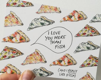 Pizza Kaart, Grappige Kaart Liefde, Romantiek, I Love You More Than Pizza, Schattige Verjaardagskaart, Vriend, Vriendin, A6, Cindy Mangomini