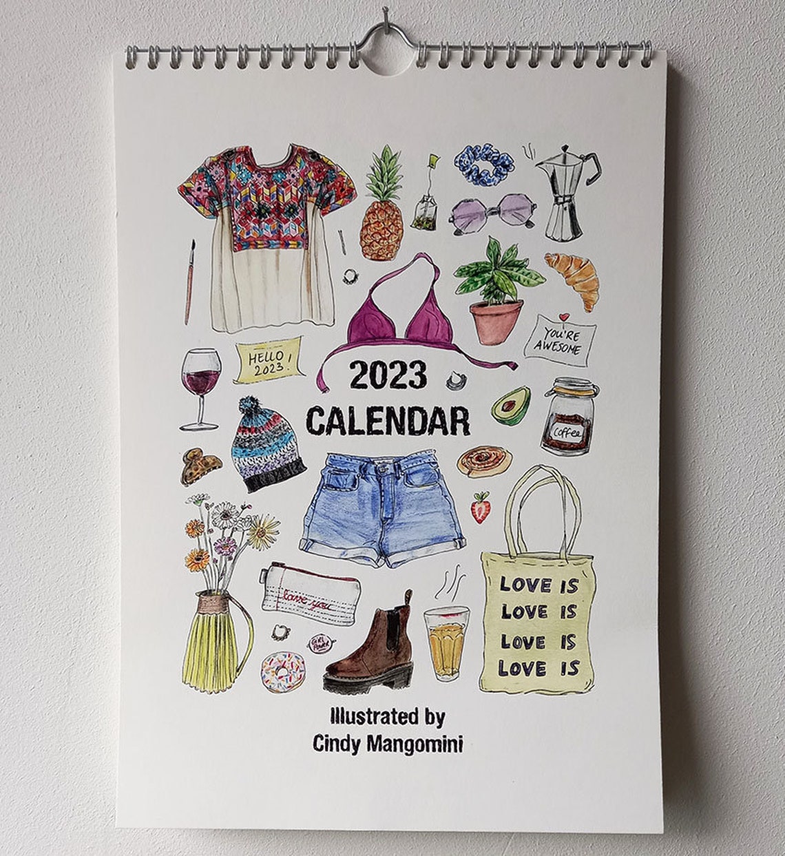 2023 Fashion Wall Calendar Cute Illustrated Planner Happy Etsy UK