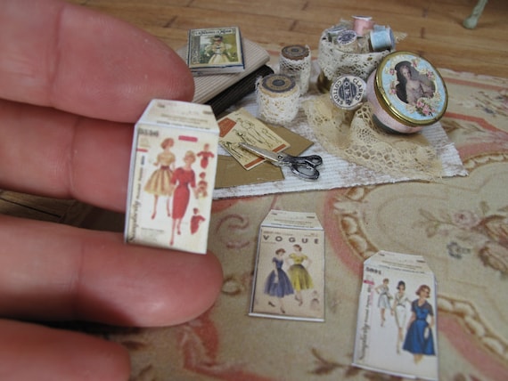 6 Miniature Vintage Ladies Birthday Cards Dollhouse 1:12 scale
