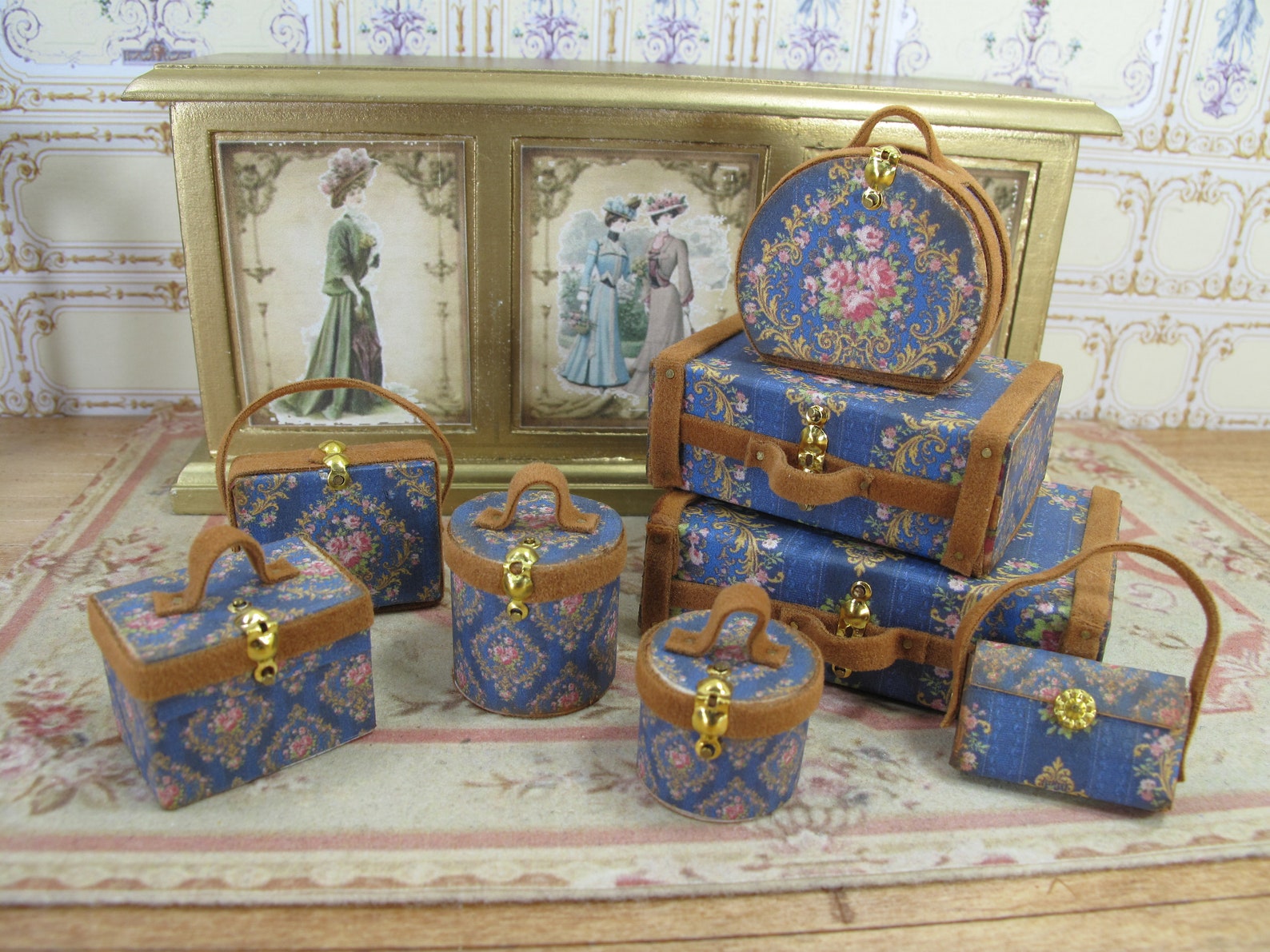 Dollhouse Miniature 8 Miniature Luggage Suitcases. Rococo Etsy