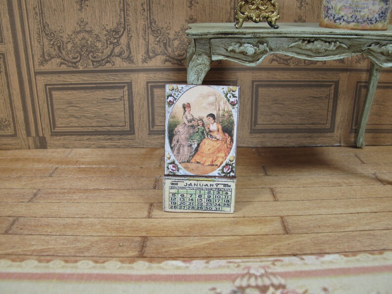Miniature Vintage Victorian Calendar Sewing Room Miniature Sewing Items For Dollhouse Collectors 112 Dollhouse Miniature Haberdashery - 