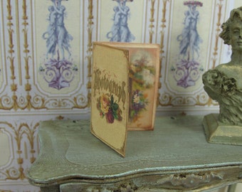 New Miniature Folder open photo Album Victorian book for Dollhouse, Photograph Album Book Vintage style. Photograph Album cover Book 1/12th