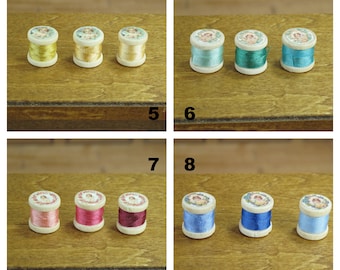 NEW Miniature 3 spools of classic colours lace sewing & haberdashery accessories 1:12 Dolls Miniature different color, you choose the color