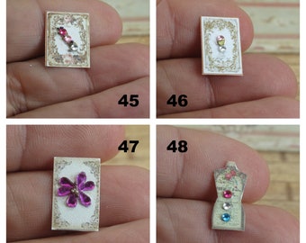 NEW**OOAK French Dollhouse Miniature Card Earrings, Dollhouse Jewelry Display, Victorian Collector's Card Lockets and Vintage Pendants