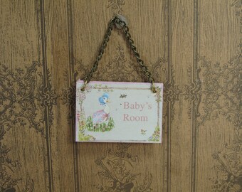 Gaël Miniature shabby sign picture Jemimah puddleduck Beatrix potter 1:12 Scale Dollhouse Miniature  accesories nursery. 1,12 baby room sign