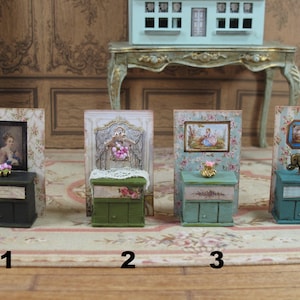Miniature 1/4 1:48 48th 1/48 Quarter Scale Shabby Chic Armoire chest Furniture for Dollhouse Doll  bureau  handmade roombox.