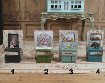 Miniature 1/4 1:48 48th 1/48 Quarter Scale Shabby Chic Armoire chest Furniture for Dollhouse Doll  bureau  handmade roombox.