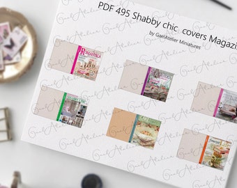 Downloadable Shabby chic  covers Magazine book PDF. Antique printable covers. Dollhouse miniature cover book Download. 1:12 or 1,6 scale.PDF