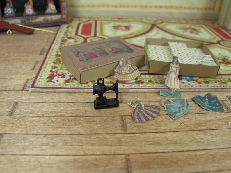Dollhouse Miniature german paper dolls dressmarker 1:12 Miniature games and toys for dollhouse collectors.