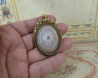 Miniature Traditional French Style antique miniature oval frame painted gold aged, barometre picture frame, dollhouse  accessory, 1:12 scale