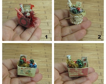 Handmade Miniature decorative Box for dollhouses  (20 box included in the offer) Choose model - Miniature xmas 1:12 dollhouse tree ornaments