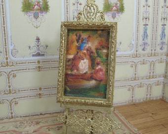 Traditional French Style antique miniature frame painted gold aged, picture ornament frame dollhouse wall art 1:12 dollhouse painting canvas