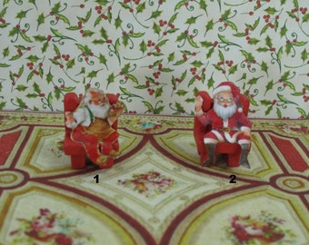 NEW** 1:12 Miniature Dollhouse Christmas collection  children's chair with santa claus Miniature Christmas ornaments Vintage Santas nursery.