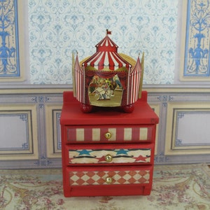 Dollhouse Miniature Circus Puppet theater. Dollhouse toy theatre. Victorian paper theater for doll House. 1:12 Scale Handcrafted miniature.