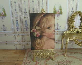NEW** Dollhouse Miniature  French panel. Dollhouse 1:12 Shabby brocante panel. Dollhouse painting. Dollhouse Rococo decor Panels collector.