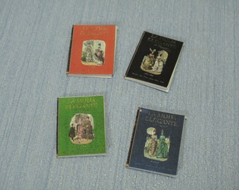 4pc  Miniature decorative lady books- Shabby chic sewing  magazines, tea books  1:12 Scale Scale Dollhouse Miniature playscale
