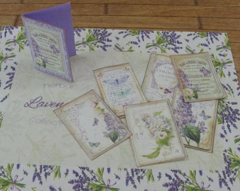 NEW**Dollhouse Lavender french folder perfum. 1:12 Miniature desk paper lavender. Miniature perfumery bath complements  dollhouses & shops.