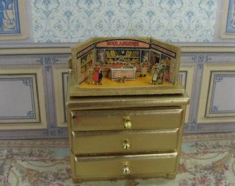 Dollhouse Miniature Diorama Bounlangerie. Dollhouse toy theatre. Victorian paper theater for doll House. 1:12 Scale Handcrafted miniature.