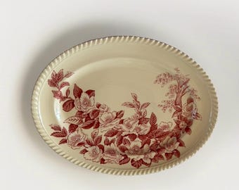 Johnson Brothers Windsor Ware Rote Transferware Florale Ovale Servierplatte Vintage Antik