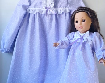 Spring/Summer Matching Nightgowns for your Girl and her American Girl Doll or any 18" doll. Size 6