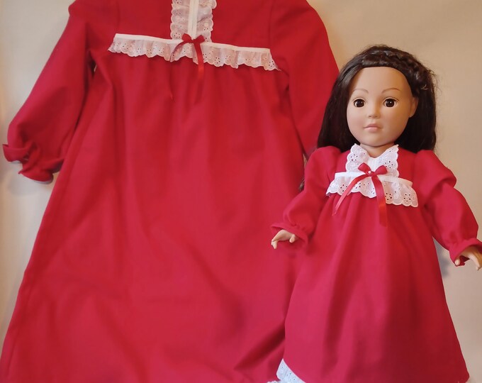 Matching Nightgowns for Your Girl and Her American Girl Doll or Any 18