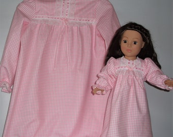 Matching Nightgowns for your Girl and her American Girl Doll or any 18" Doll, Size 6