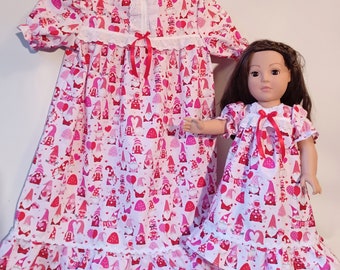 Matching Nightgowns for your Girl and her American Girl Doll or any 18" Doll, Size 5