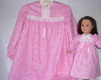 Matching Nightgowns for your Girl and her American Girl Doll or any 18" Doll, Size 5