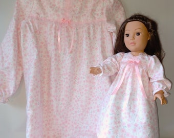 Matching Nightgowns for your Girl and her American Girl Doll or any 18" Doll, Size 8