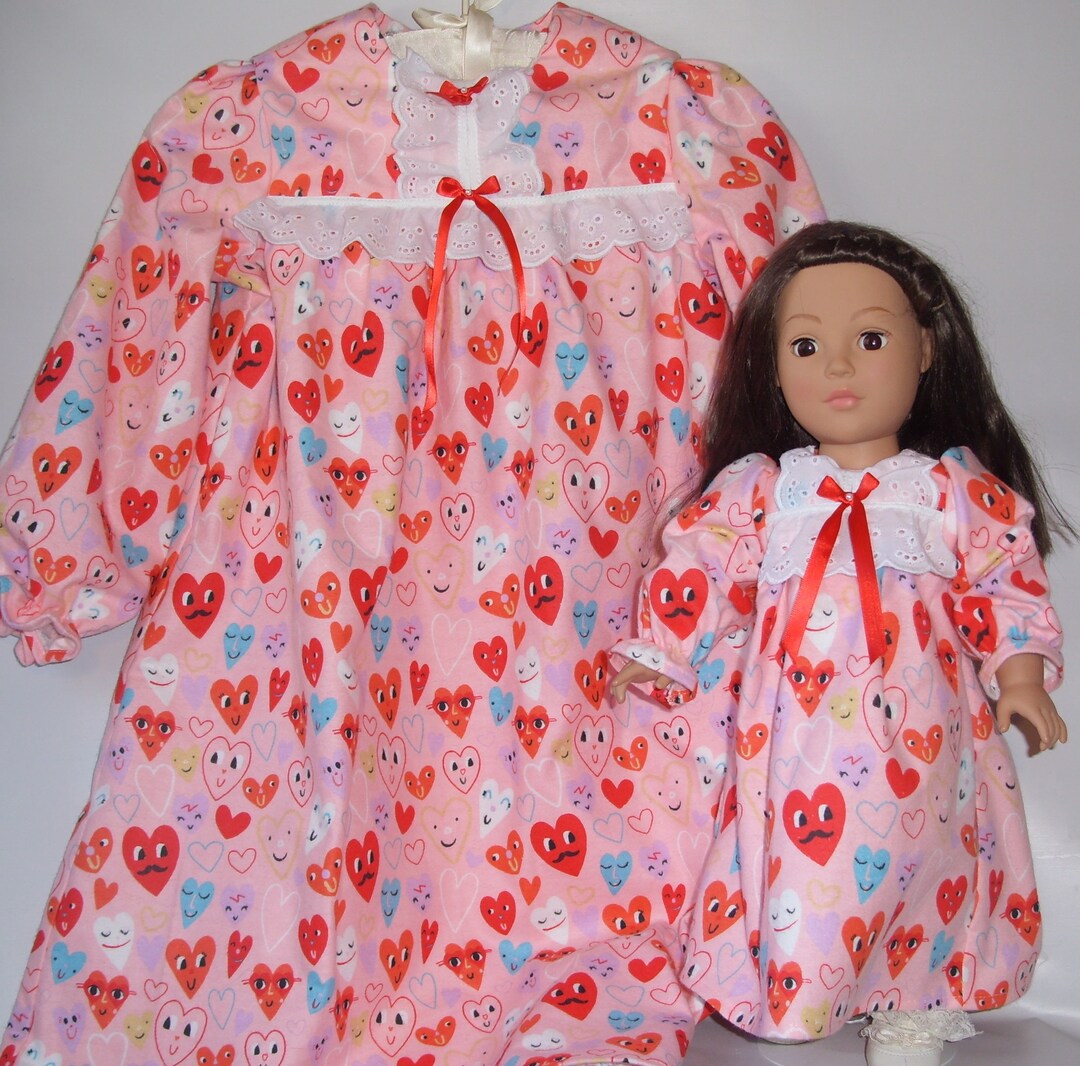Matching Nightgowns for Your Girl and Her American Girl Doll or Any 18