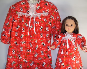 Matching Nightgowns for your Girl and her American Girl Doll or any 18" Doll, Size 4
