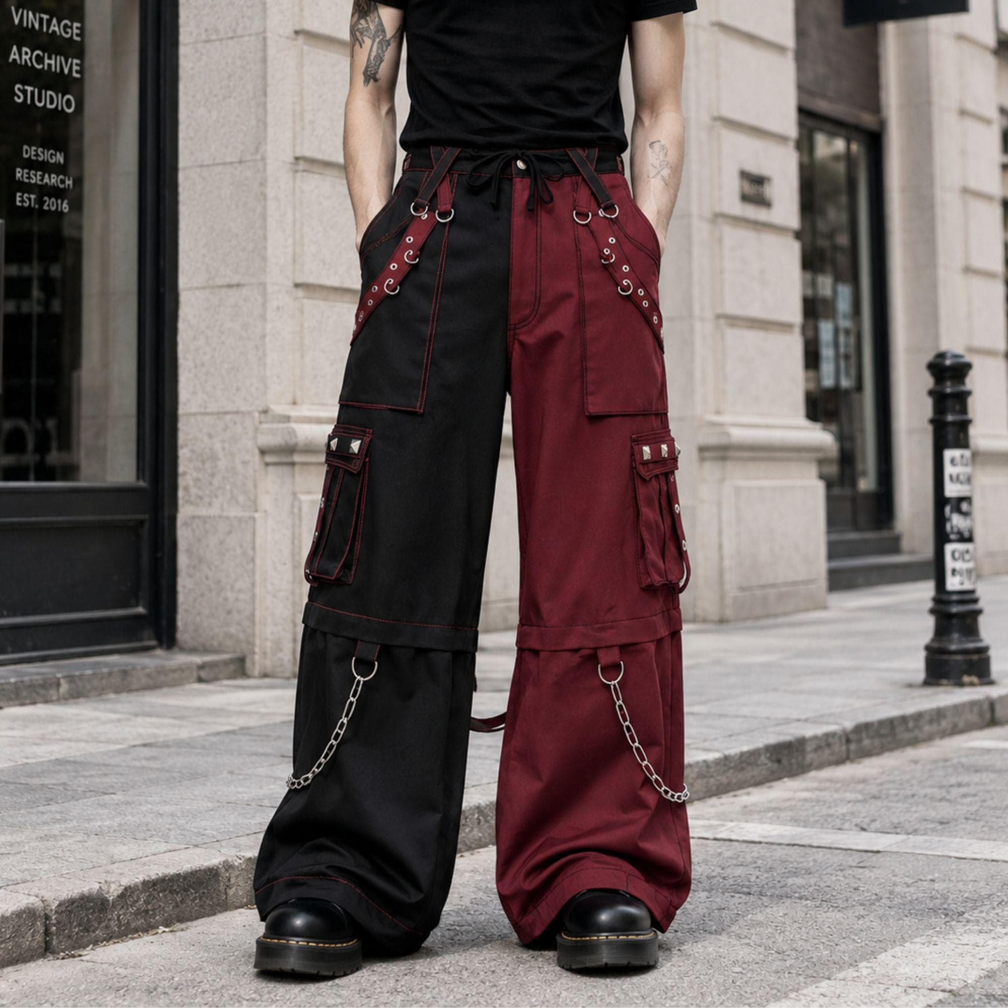 パンツ 00s archive Phantom denim pants y2k red Y2k Baggy Red Pants - Etsy