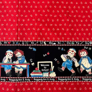 Raggedy Ann and Andy Back to School Border Fabric out of print made by Spring for Daisy Kingdom sold by the yard