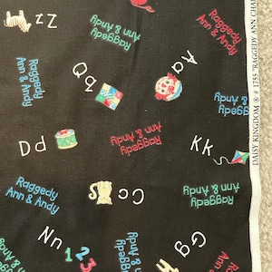 Raggedy Ann and Andy Chalkboard Fabric out of print made by Spring for Daisy Kingdom sold by the yard