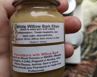 White Willow Bark Infused Herbal Honey Elixir 2oz & 16oz