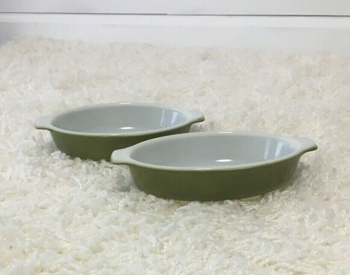 Vintage Pyrex Oval Green 10 oz Au Gratin Baking Dishes Set Of Etsy