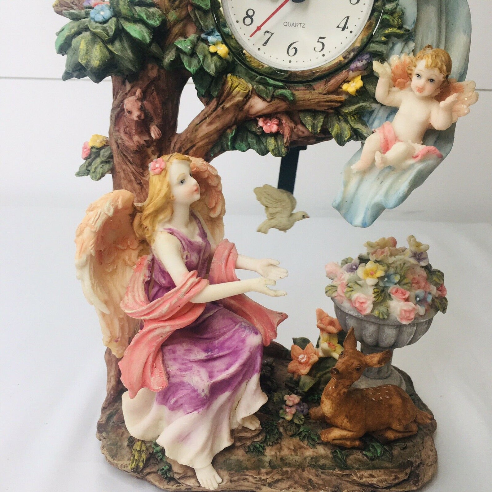 Vintage Pendulum Clock Cherub Angels Resin Multicolor Etsy