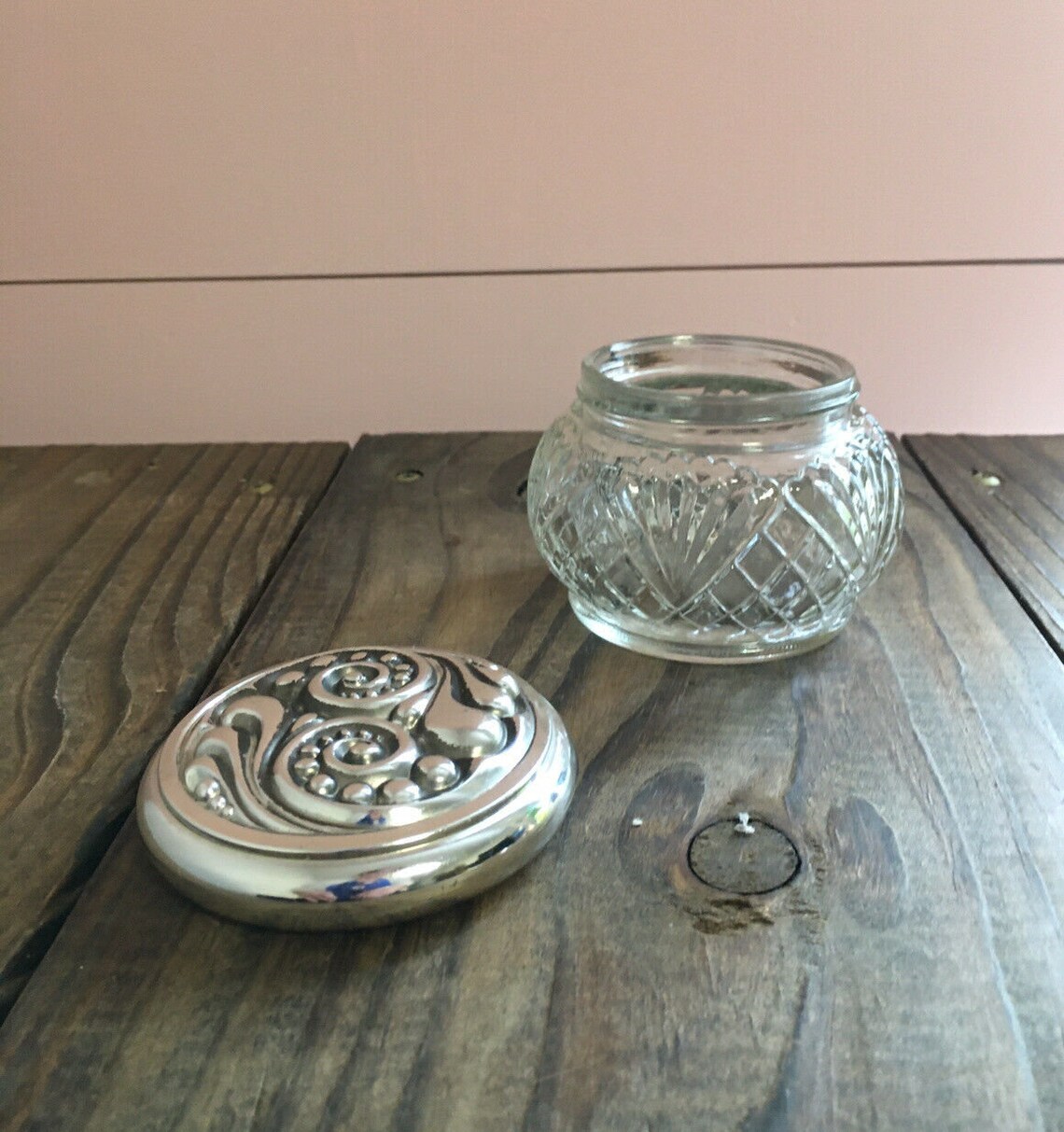 Vintage Avon Glass Jar Metal Lid Etsy