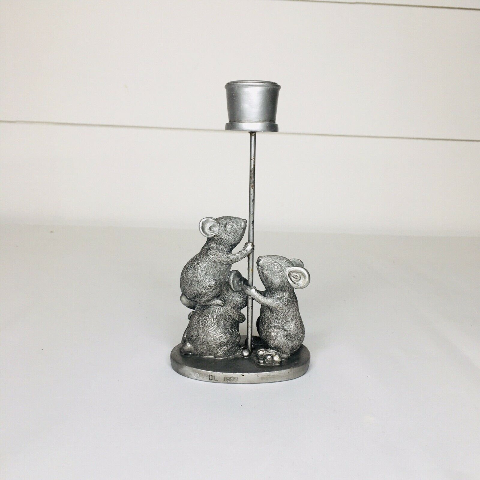 Vintage 1999 HOL Three Mice Candle Holder Silver Colored Etsy