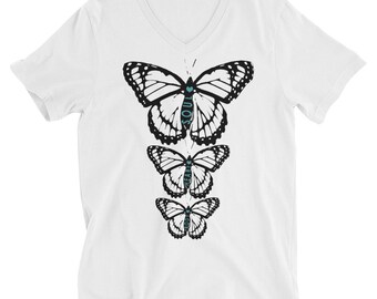 Body Heart & Soul Butterfly Unisex Graphic White T-Shirts