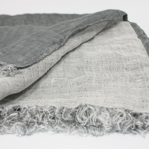 Linen Scarf  SHIPPING WORLDWIDE 100%  Two sided Scarf Woman Scarf Mens Scarf Unisex Scarf Grey & White Washed SR44 Spring