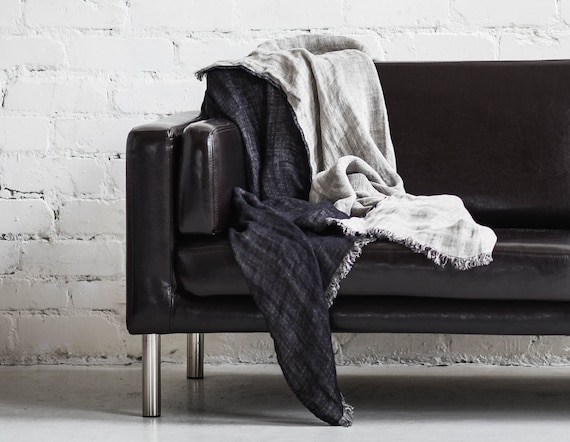 Linen Blanket Linen Cover Black Blanket Linen Throw Blanket Scarf Duplex Throw Soft Blanket 55x94 SHIPPING WORLDWIDE Etsy