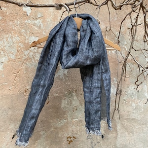 Linen Scarf Woman Scarf Men Scarf Washed Scarf Soft scarf Duplex Scarf Urbanstyle Gray scarf SHIPPING WORLDWIDE