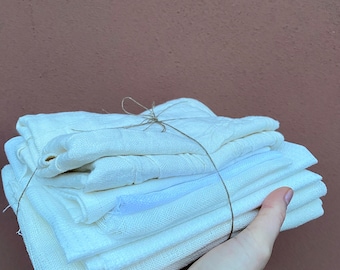 Linen fabric scraps, linen fabric remnants, linen material bundle