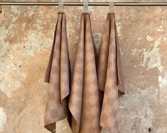 Set of 3 Linen Tea Towel, Stone Washed Kitchen towel, Dish towel, Hand towel, Pure linen Soft towel, Brown color towel, Shipping worldwide