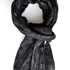 Linen Scarf, Soft Scarf, Black scarf, Woman scarf, Mens Scarf, Unisex scarf, Washed Scarf, Duplex Scarf, Christmas gift, SHIPPING WORLDWIDE