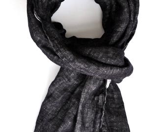 Linen Scarf, Soft Scarf, Black scarf, Woman scarf, Mens Scarf, Unisex scarf, Washed Scarf, Duplex Scarf, Christmas gift, SHIPPING WORLDWIDE