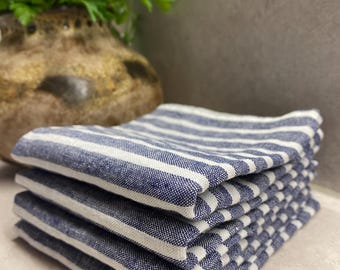 Set of 4 Blue Linen Towel, Stone Washed Kitchen towel, Dish towel, Hand towel, Pure linen Soft towel, Bright color towel, Shipping worldwide